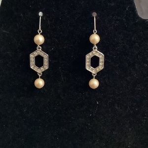 MONET Pearl and Rhinestone Pierced Earrings